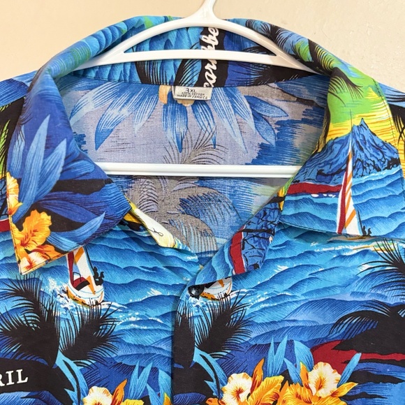 3/$10⚡️Jamacian Tropical Beach Palm Tree Print Button-Up Plus Size Shirt - Picture 6 of 11